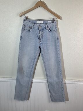 Denim Forum The 90s Joni Lo-Rise Loose Jeans Womens 24 Light Wash Button Fly Raw